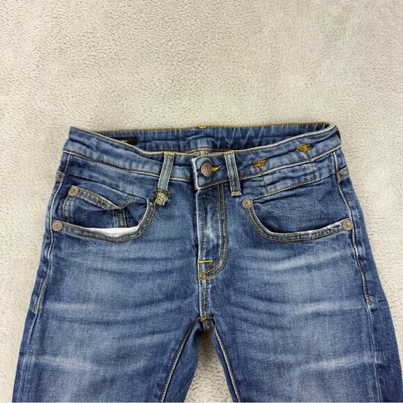 R13 Women's Size 24x28 Alison Skinny Light Blue Wash Zipper Fly Low Rise Denim - Picture 9 of 14